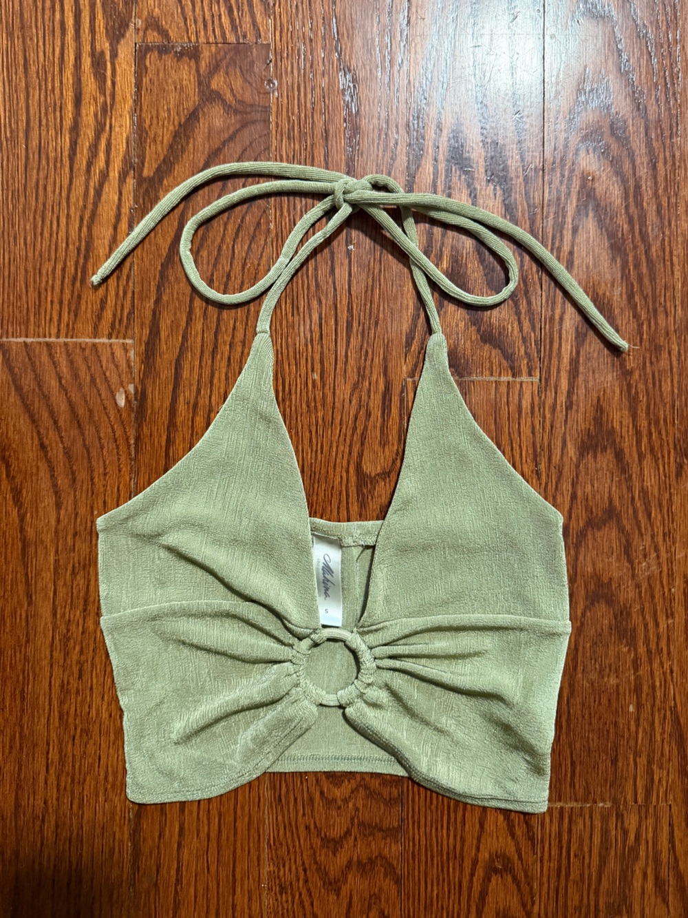 Sage Green Halter Ring Top Size Small Mahina Hawaii